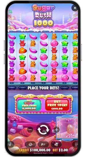 Sugar Rush 1000 basisspel met Bonus Buy opties