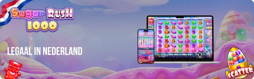 Sugar Rush 1000 review legaal spelen bij KSA-vergunde online casino's in Nederland met vlag