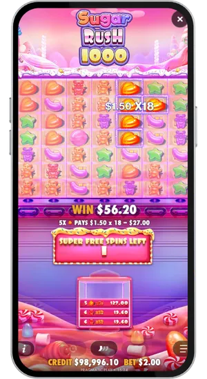 Sugar Rush 1000 Super Free Spins met multipliers
