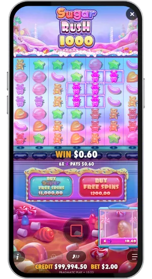 Sugar Rush 1000 winnende cluster met tumble
